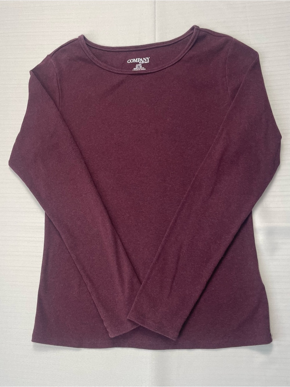 Company Ellen Tracy Dark Plum Long Sleeve Crewneck Tee - Size M